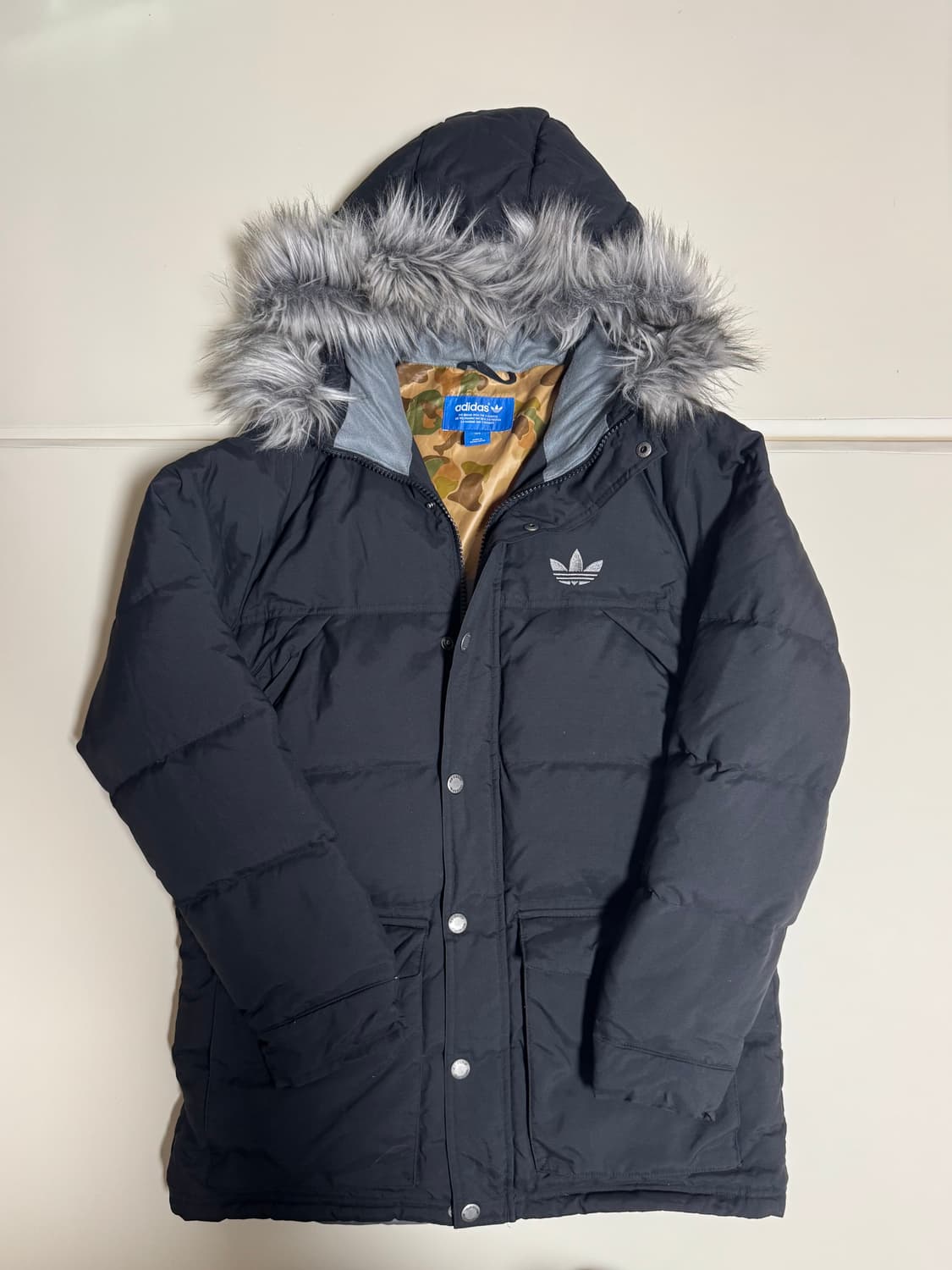 (105)아디다스 후드 퍼 패딩 블랙 상품이미지1