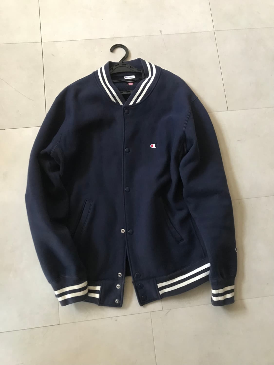 챔피온 네이비 오버핏 바시티자켓 상품이미지7