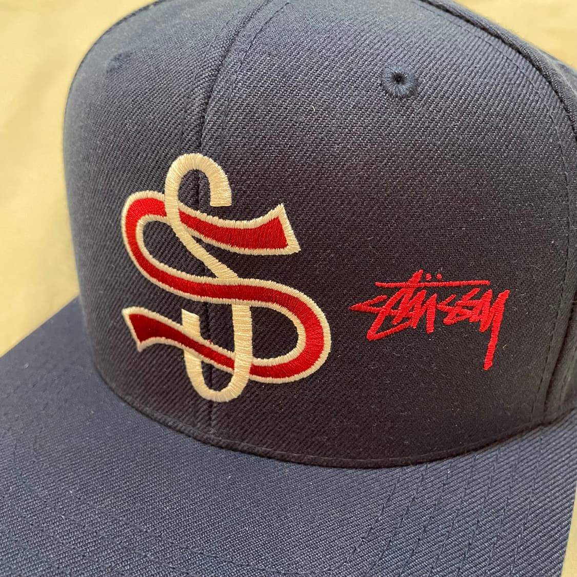 스투시 빅 리그 포인트 크라운 캡 라이트 네이비 스냅백 상품이미지6