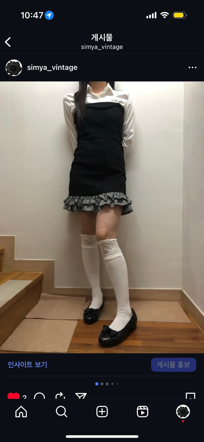 빈티지 블랙 그레이 프릴 탑 원피스 상품이미지2