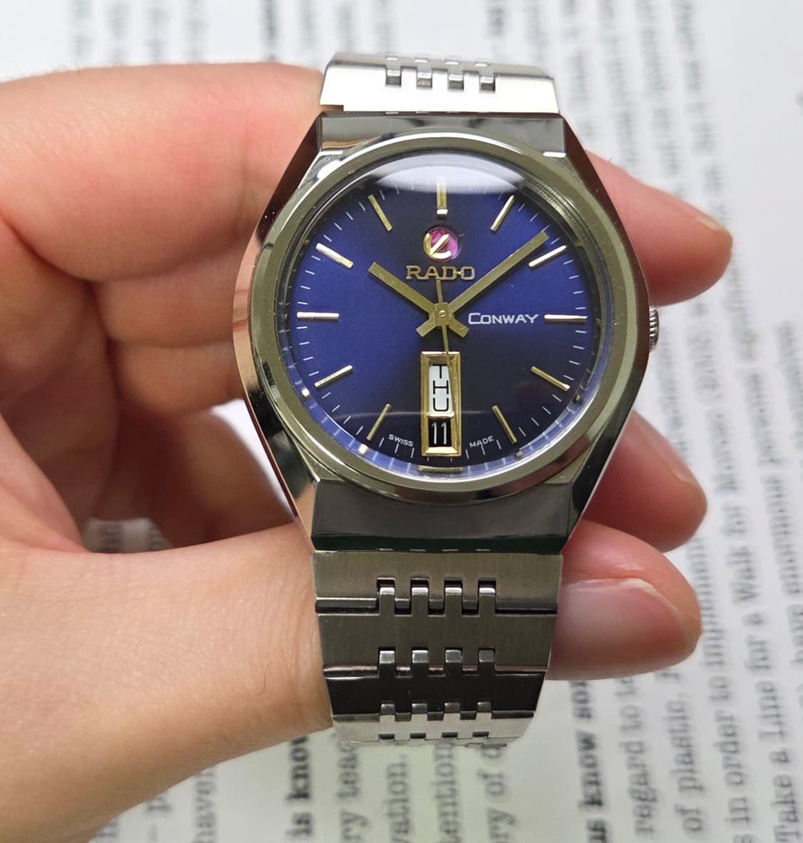 빈티지 라도 콘웨이 데이데이트 퍼플블루 오토매틱 브레이슬릿 ver. 상품이미지3