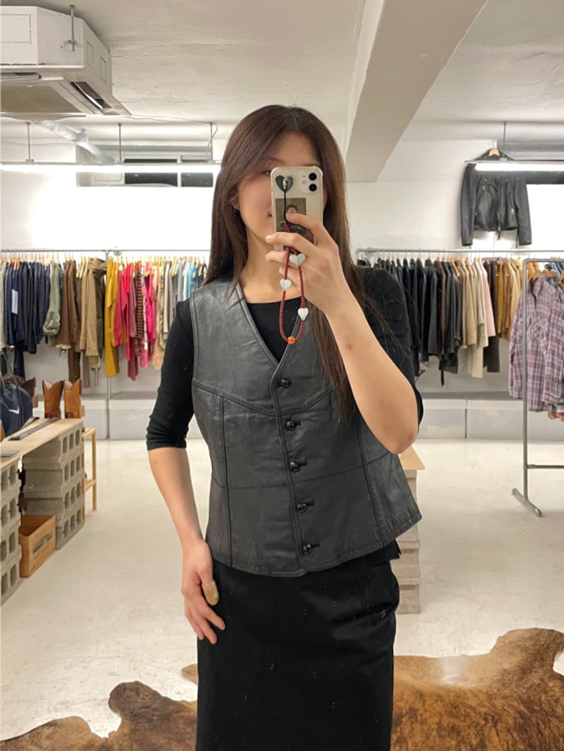 VTG stitch leather vest 웨스턴 스티치 레더 베스트 상품이미지3