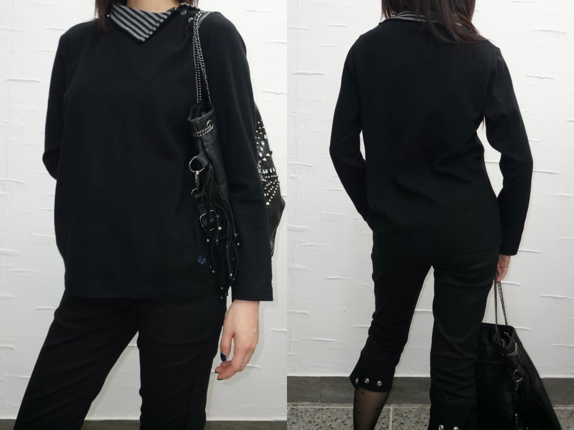 striped collar button long sleeve 상품이미지1