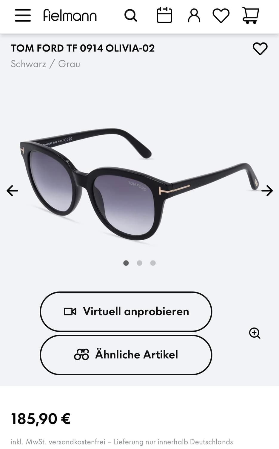 톰포드 Olivia-02 TF914 블랙 선글라스 상품이미지1