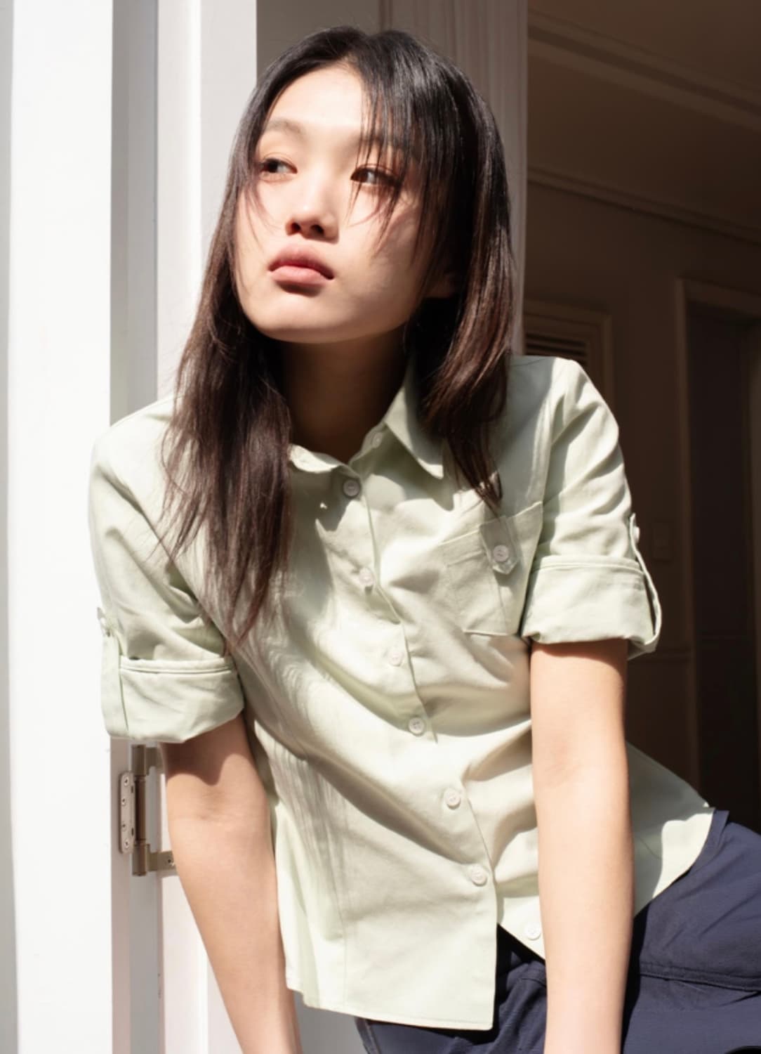 온스카 roll up oxford shirt 메론색 양도 상품이미지1