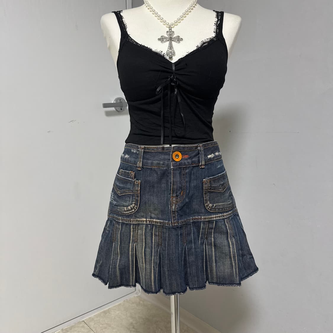 Y2K 데님 플리츠 스커트  상품이미지2