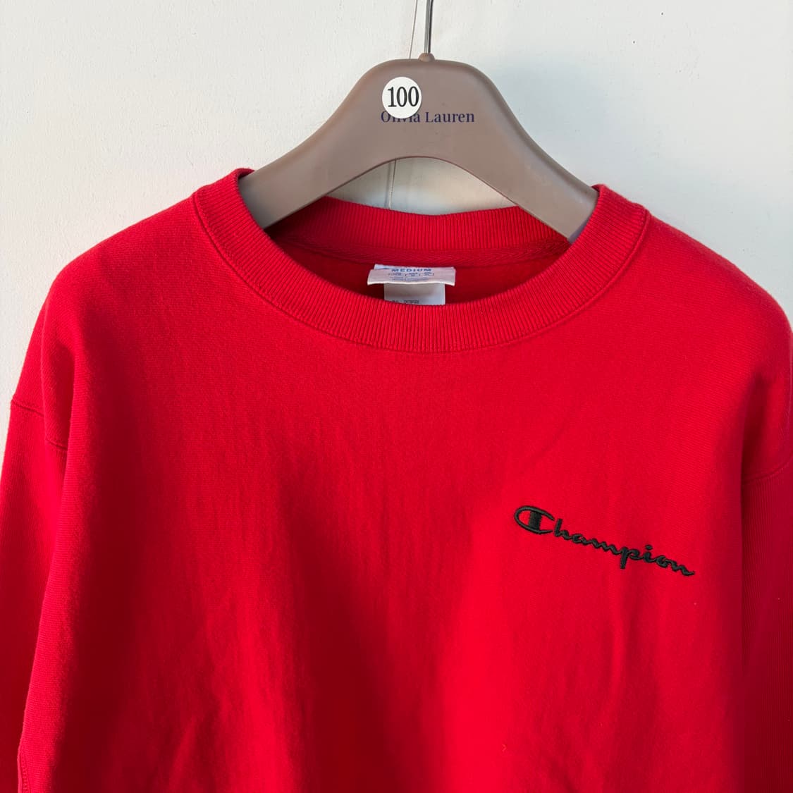 챔피온 빨간색 맨투맨 티셔츠 상품이미지2