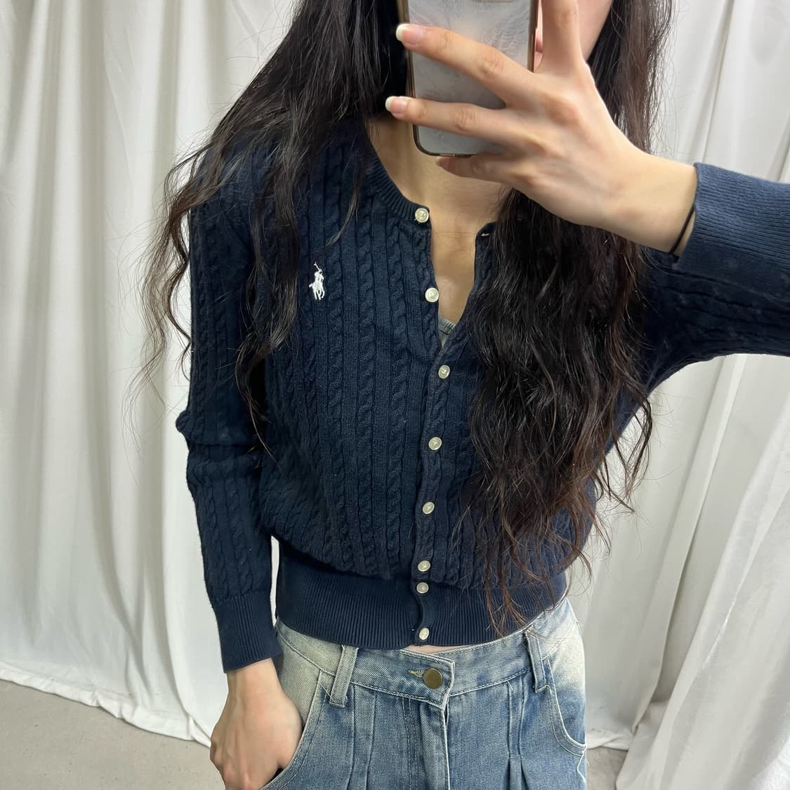 Polo navy cardigan 상품이미지3