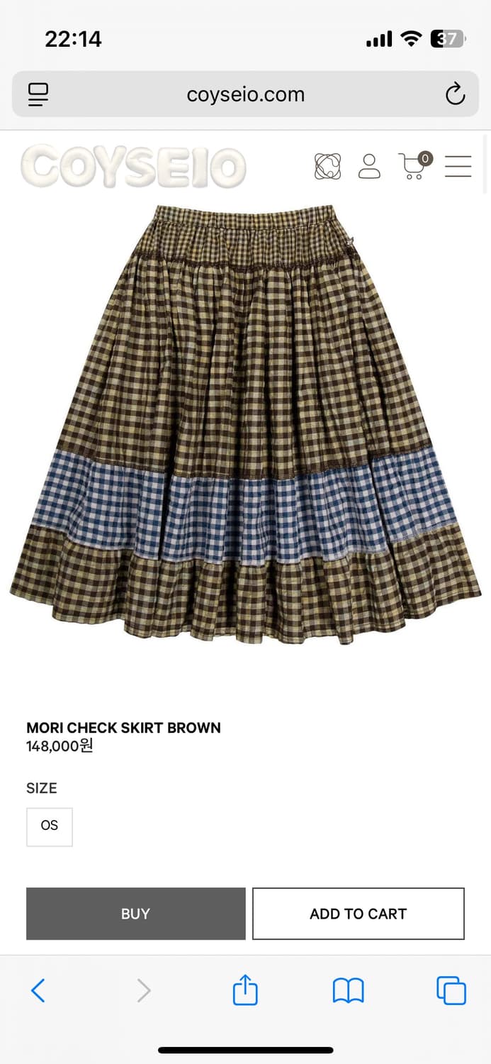 코이세이오 모리 체크 스커트 상품이미지2