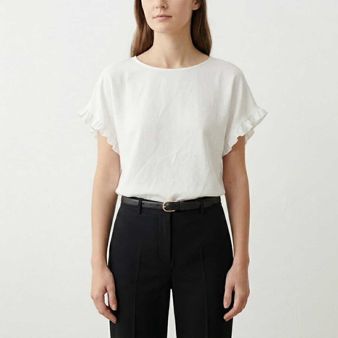 마쥬(Maje) 화이트 러플 소매 블라우스 탑 (사이즈 1) 상품이미지1