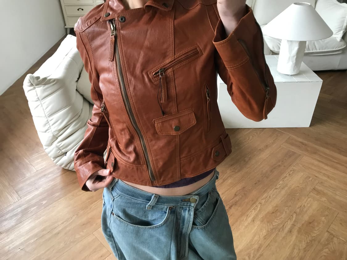 vintage slim fit leather jacket 상품이미지6