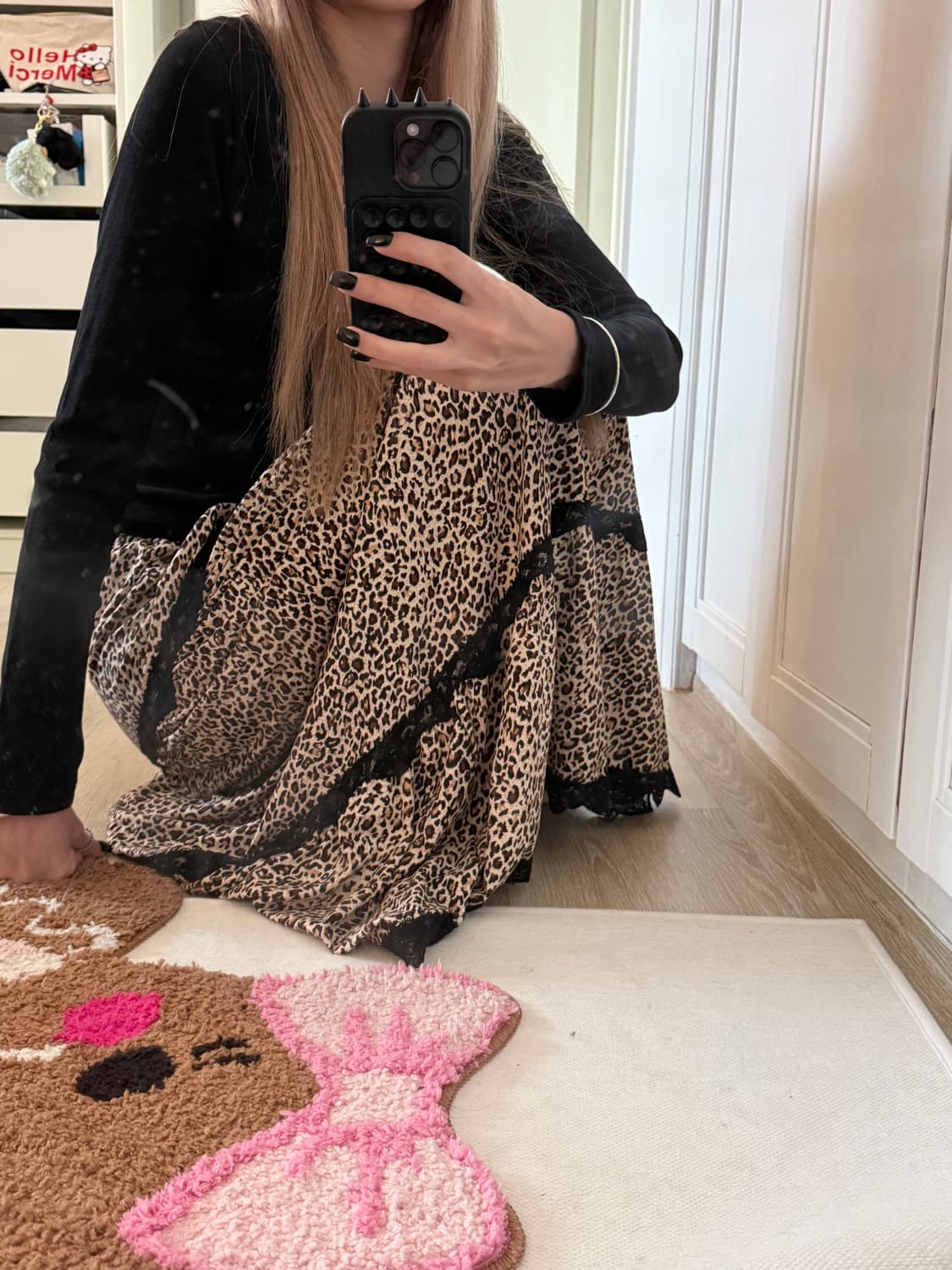 omighty logo long skirt leopard 상품이미지3