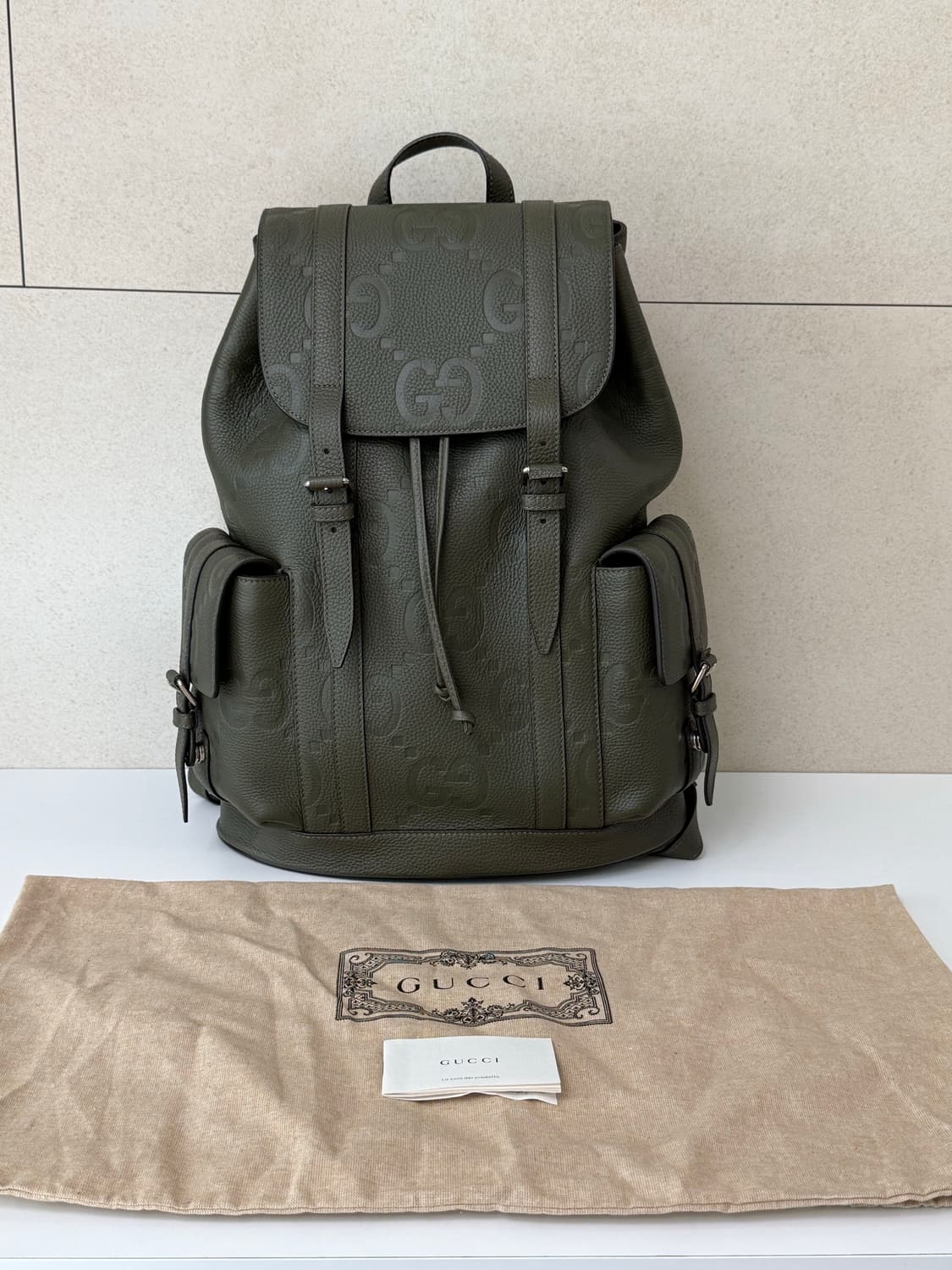 새상품 구찌 GG 점보 라지 백팩 카키 상품이미지10