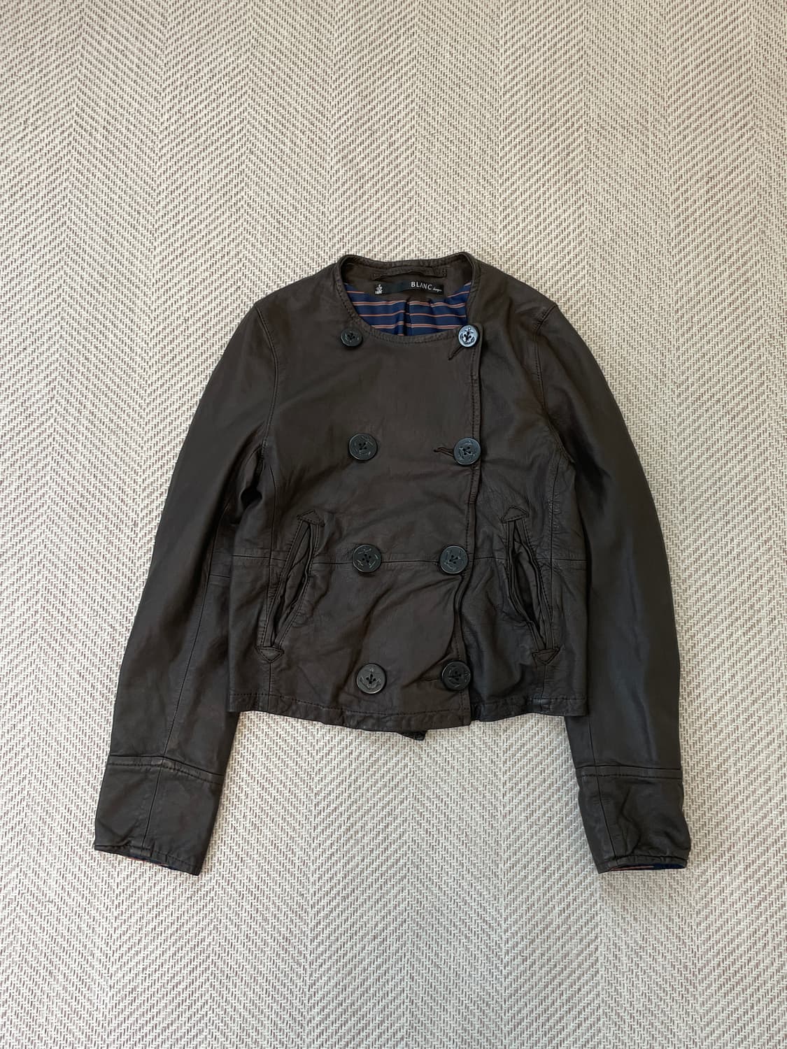 빈티지 Blanc 브라운 양가죽 레더자켓 y2k goa J03919 상품이미지4
