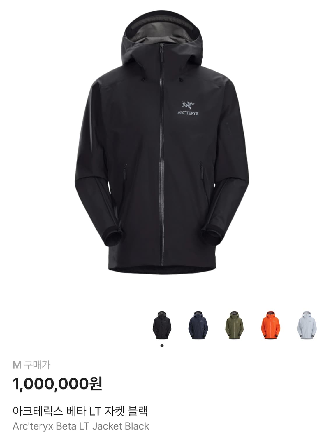 아크테릭스 베타 LT 블랙 M사이즈 상품이미지1