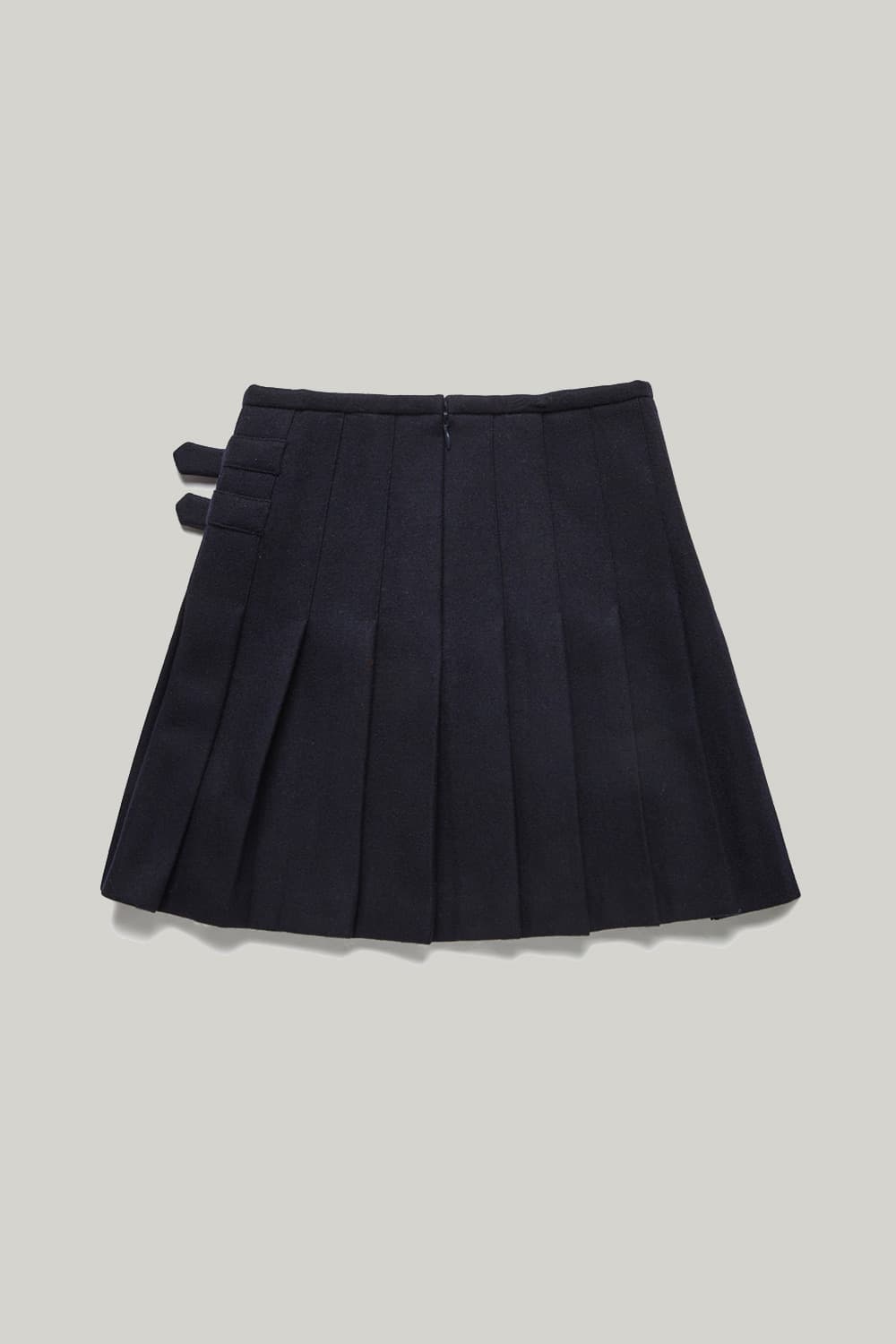 던스트 버클 플리츠 스커트 솔리드 네이비 상품이미지2