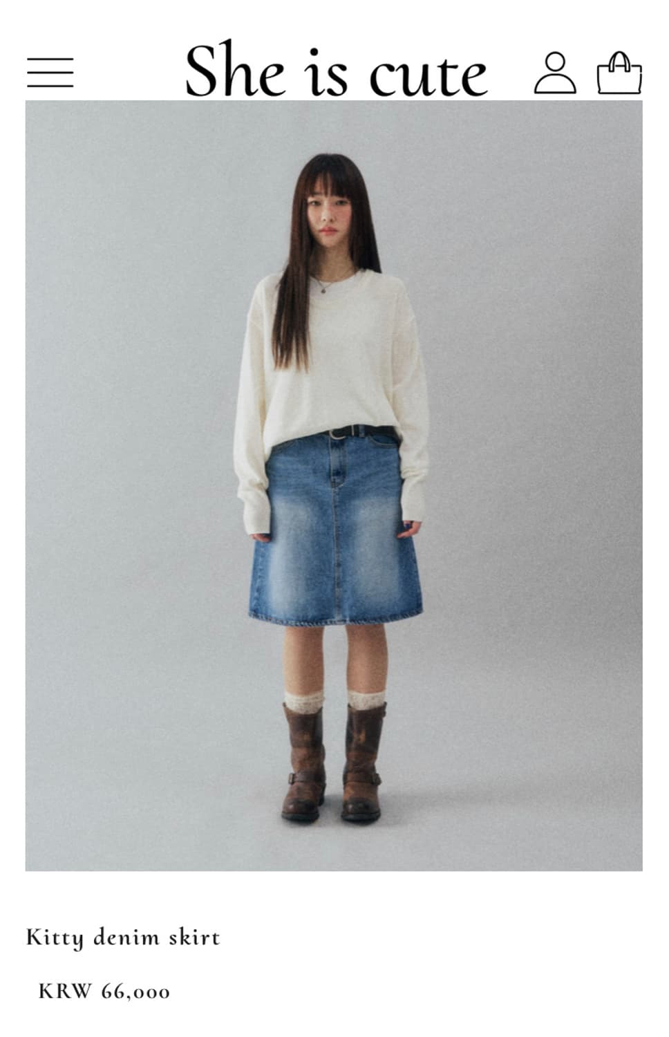 쉬이즈큐트 키티 데님 스커트 새상품 상품이미지1