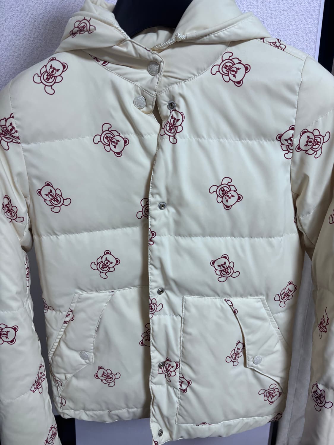 히스테릭글래머 퍽베어 크림핑크 패딩 리버시블 상품이미지1