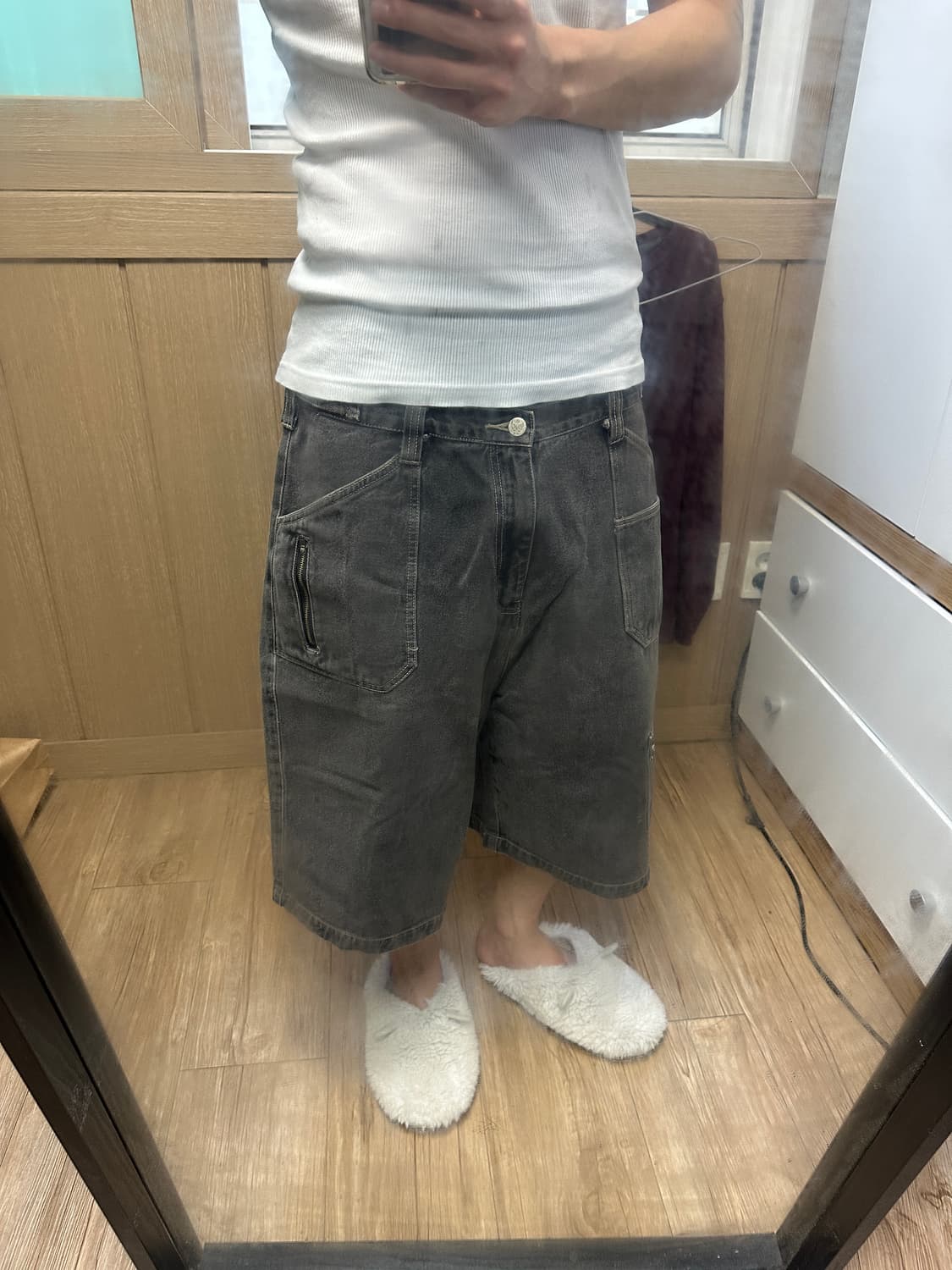 [38] 00s 아비렉스 빈티지 버뮤다 흑청 데님 반바지 상품이미지2
