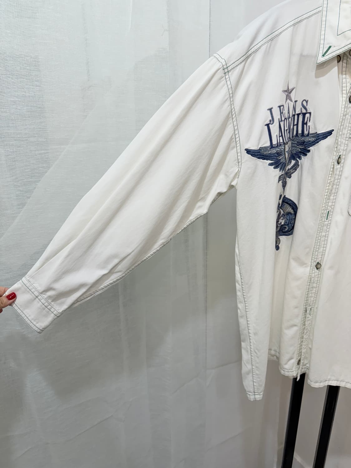 일본빈티지 와펜 스티치 화이트셔츠 흰색셔츠 오버핏셔츠 2740 상품이미지4