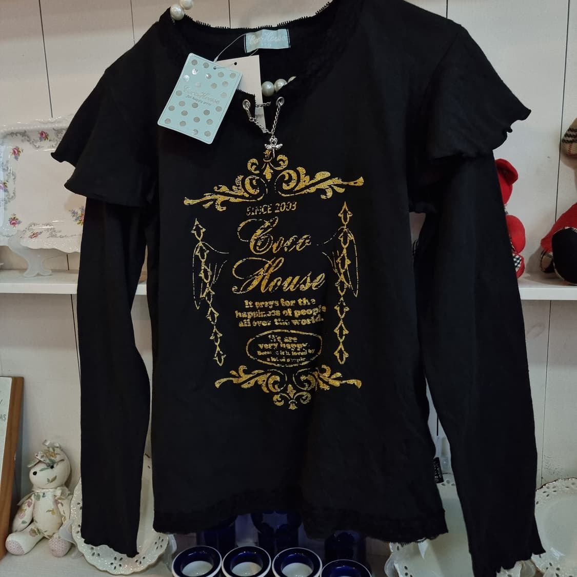 코코하우스 블랙 프린팅 긴팔 티셔츠 상품이미지3