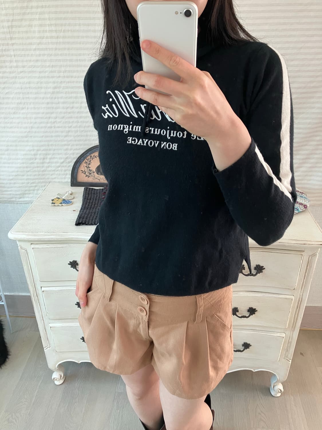 빈티지 블랙 화이트 배색 레터링 후드 y2k 스트릿 갸루 펑키   상품이미지1