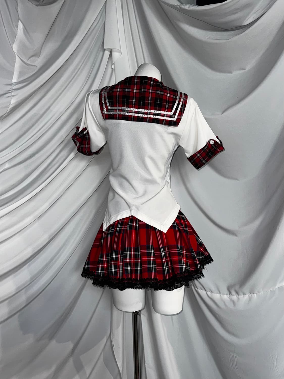 플레이보이 캐캐체아무깔 유일매물 레드체크 펑크프레피 코디세트 상품이미지7