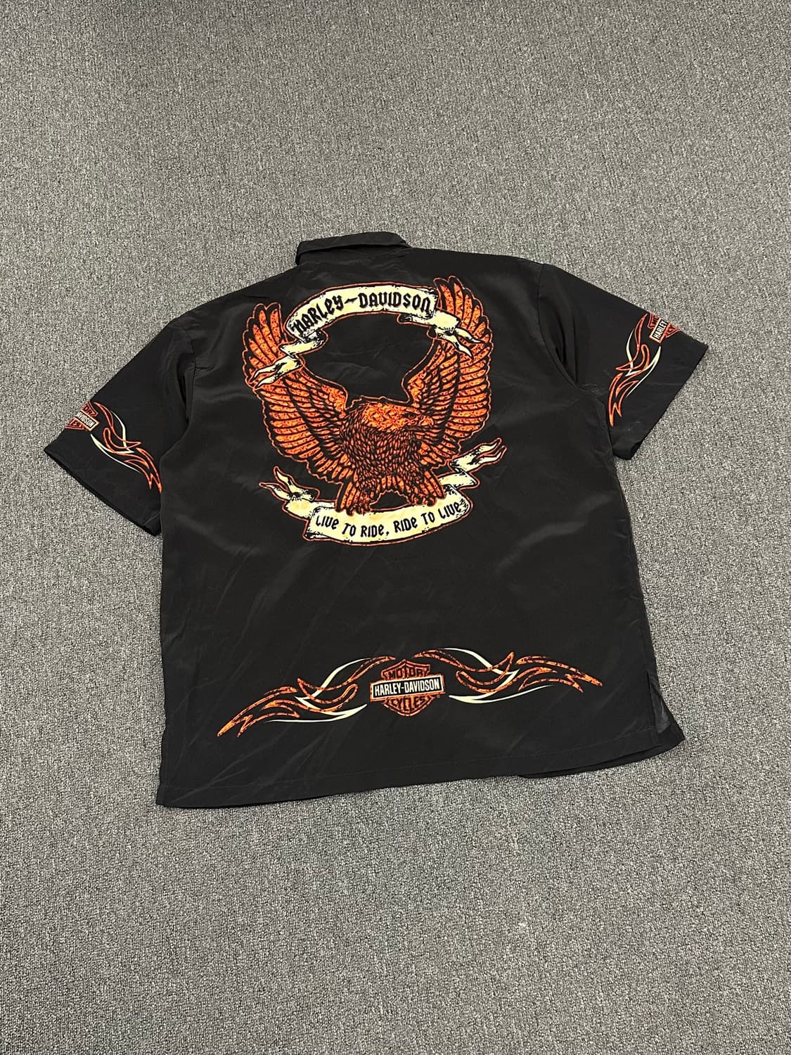 XL)할리데이비슨 빈티지 플레임 패턴 반팔셔츠 상품이미지6