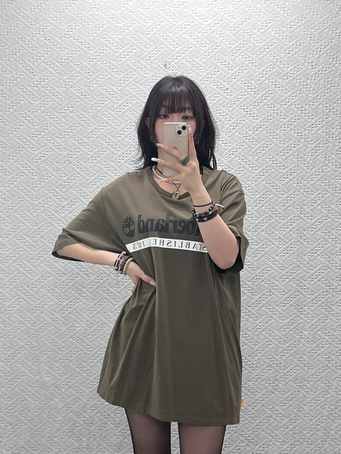 팀버랜드 빈티지 캐주얼 빅로고 말차카키 오버핏 반팔티 XXL C11377 상품이미지1
