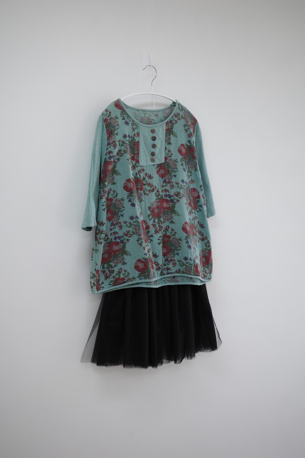 Blue-green flower blouse 상품이미지5