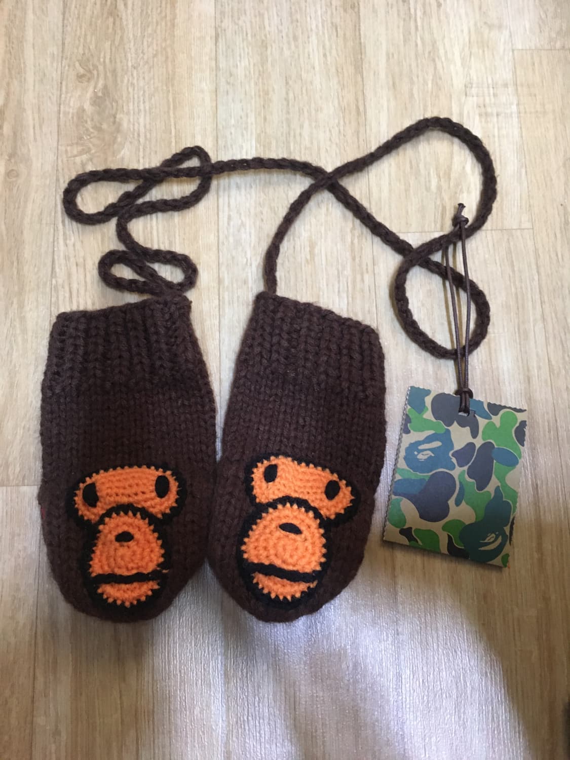 베이프 베이비 마일로 울 믹스 니트 미튼 브라운 장갑 상품이미지2