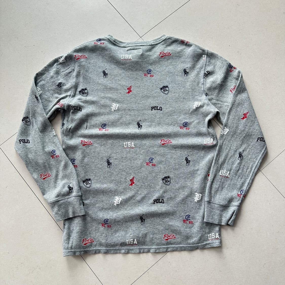 폴로 랄프로렌 올오버 로고 와플 긴팔 티셔츠 L 상품이미지7