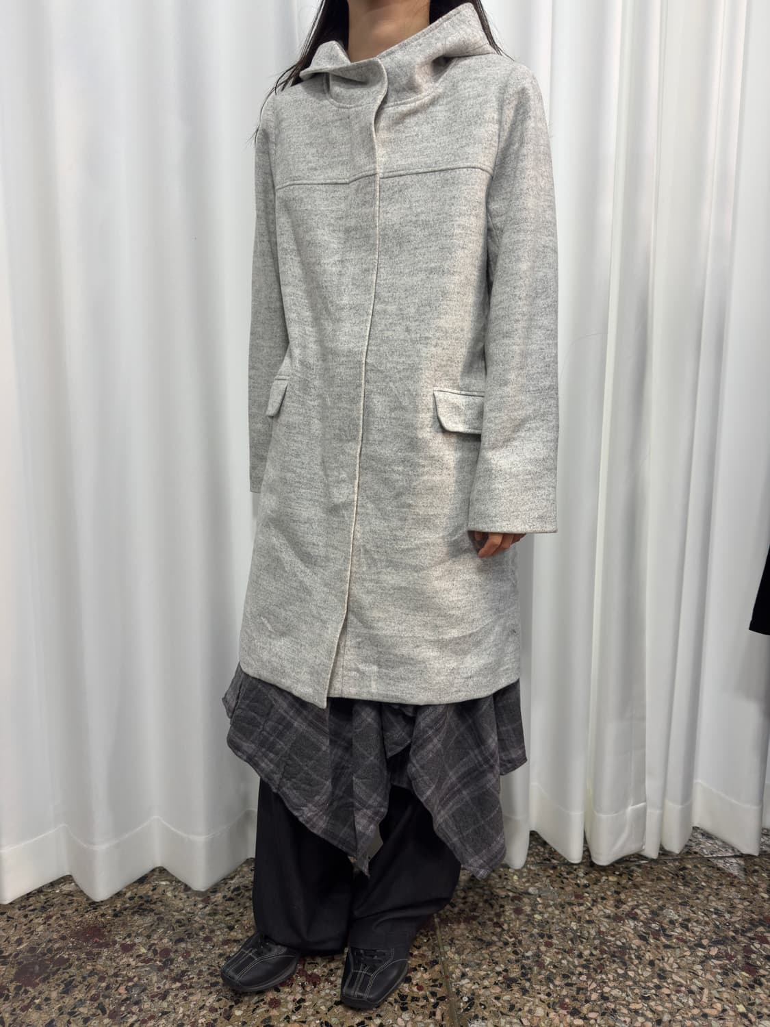 soft gray hood coat 상품이미지3