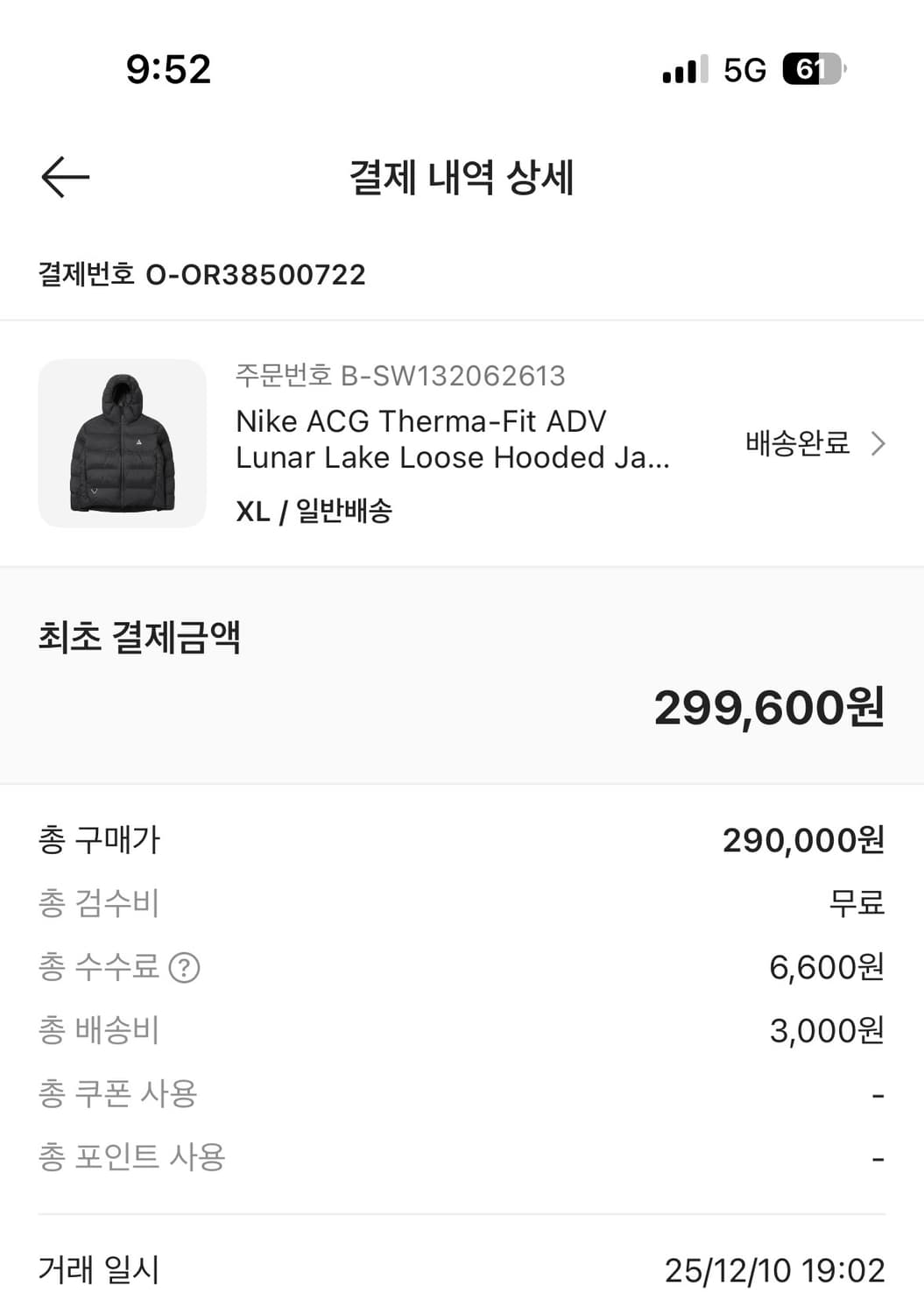 나이키 ACG 써마핏 루나 레이크 후드 자켓 XL 상품이미지1