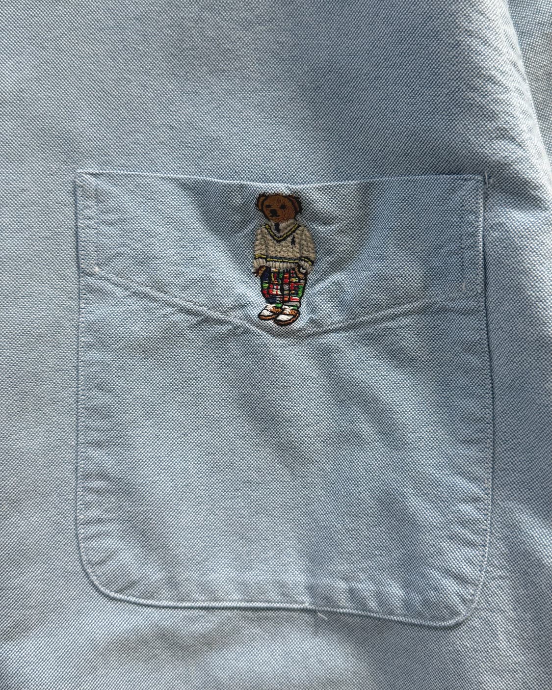 Polo 폴로 랄프로렌 QR신형 스카이블루컬러 포켓베어자수 클래식핏 셔츠 상품이미지4