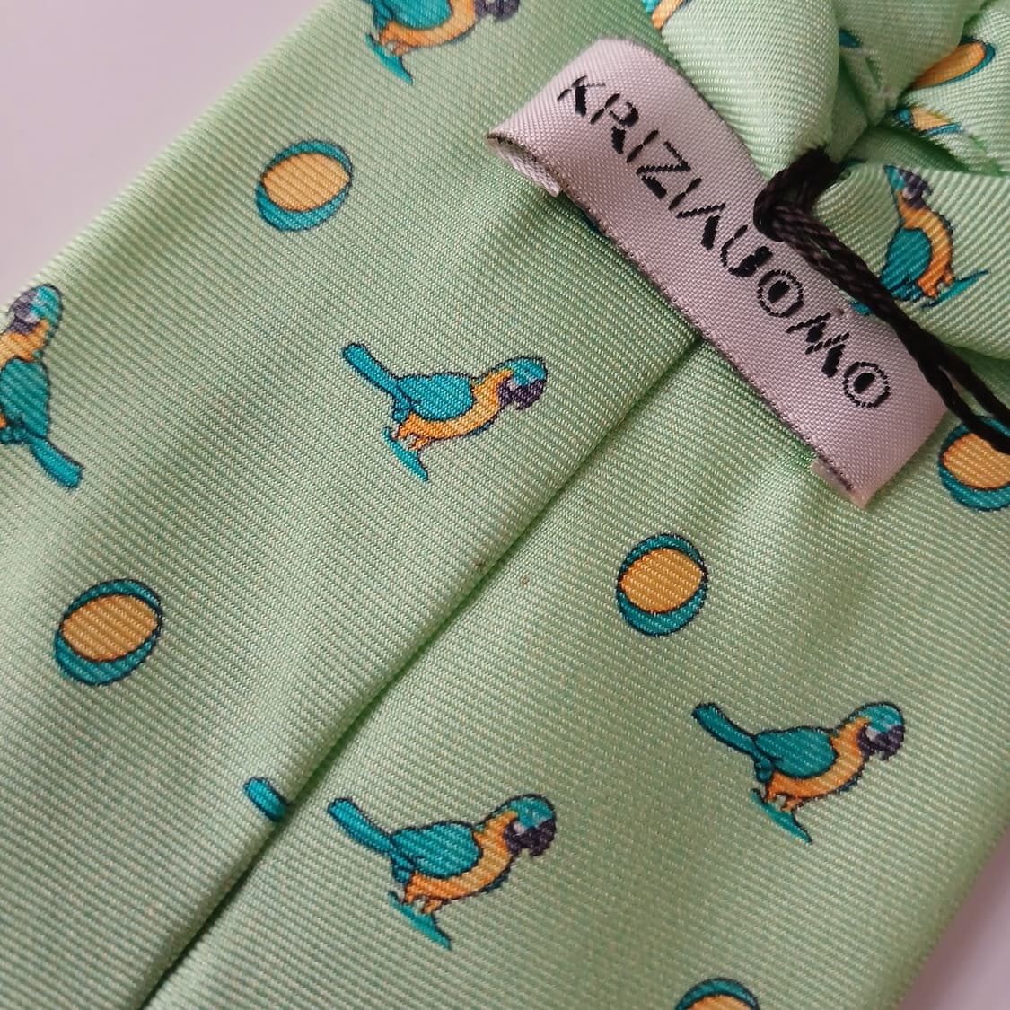 크리지아 실크 민트 앵무새 모티브 넥타이 9.3cm 새상품 A18906
 상품이미지6