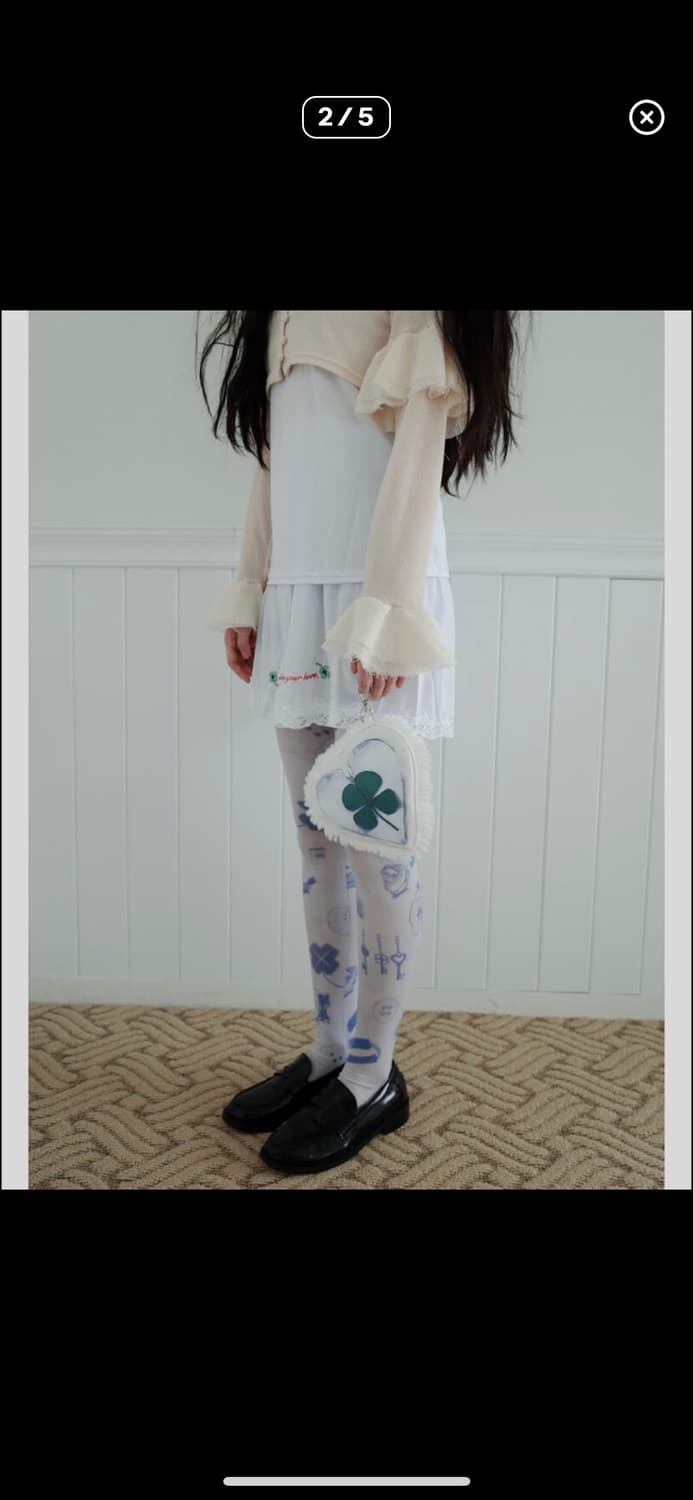 Cross stitch slip skirt 화이트 상품이미지4