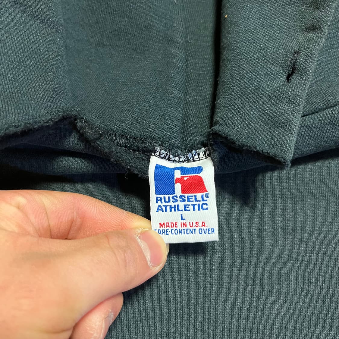 [L] 90s USA 빈티지 러셀 후드 블랙 상품이미지4