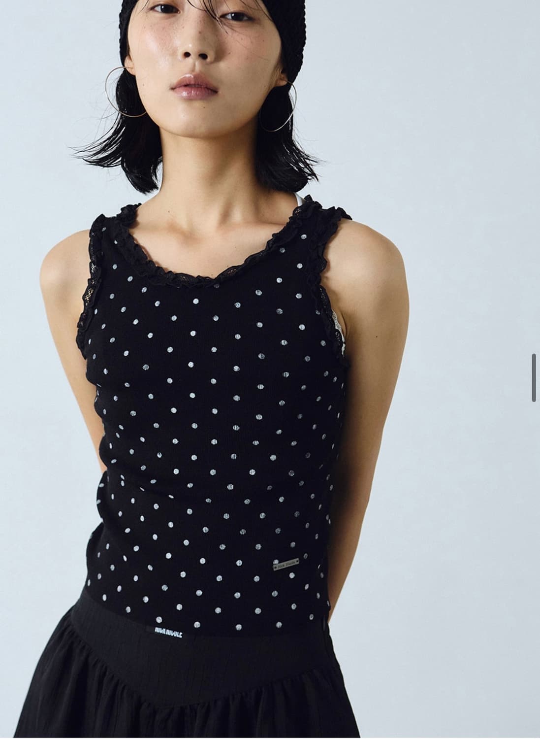 닉앤니콜 도트 레이스 슬리브리스 상품이미지1