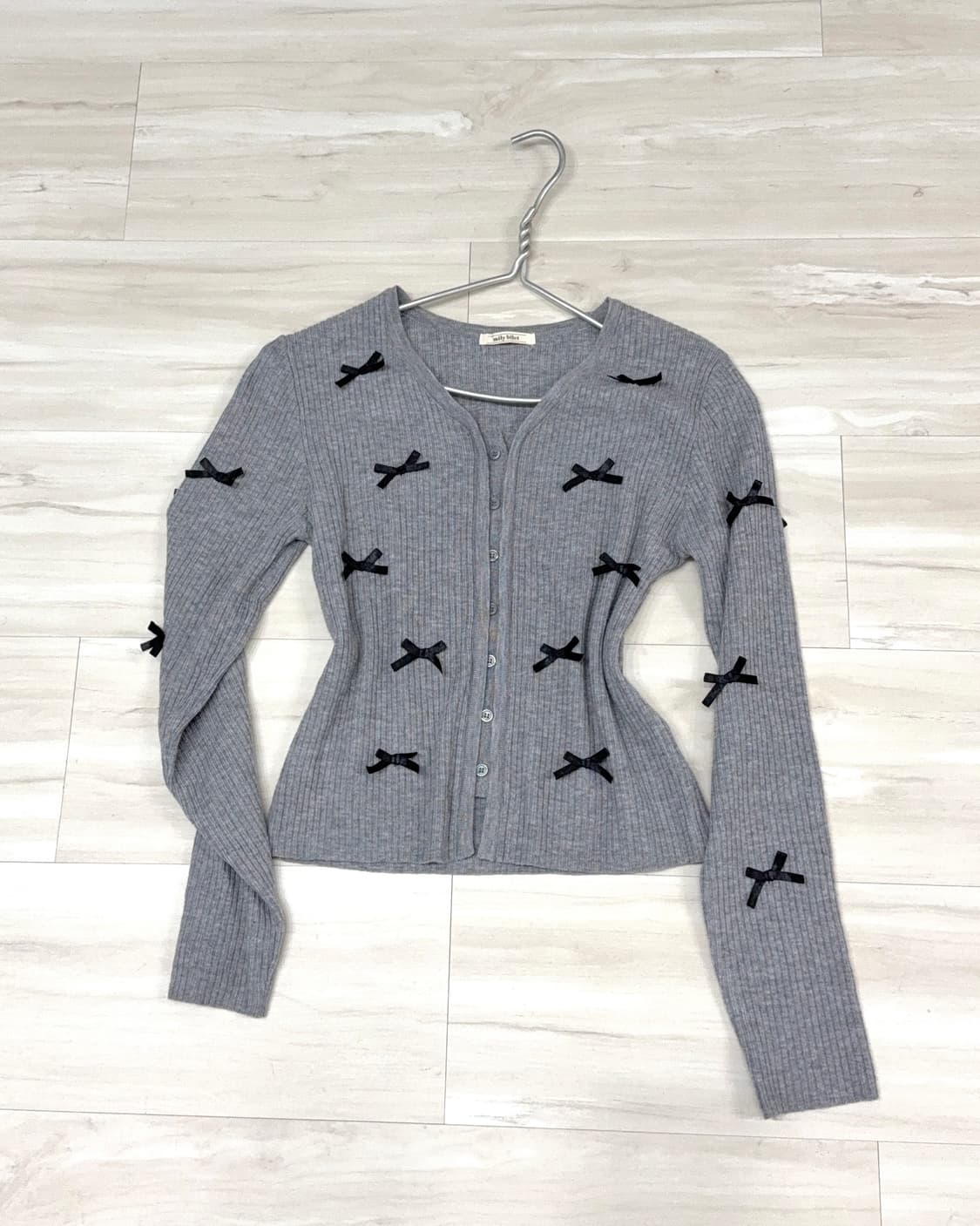 Ribbon point gray gardigan 상품이미지1