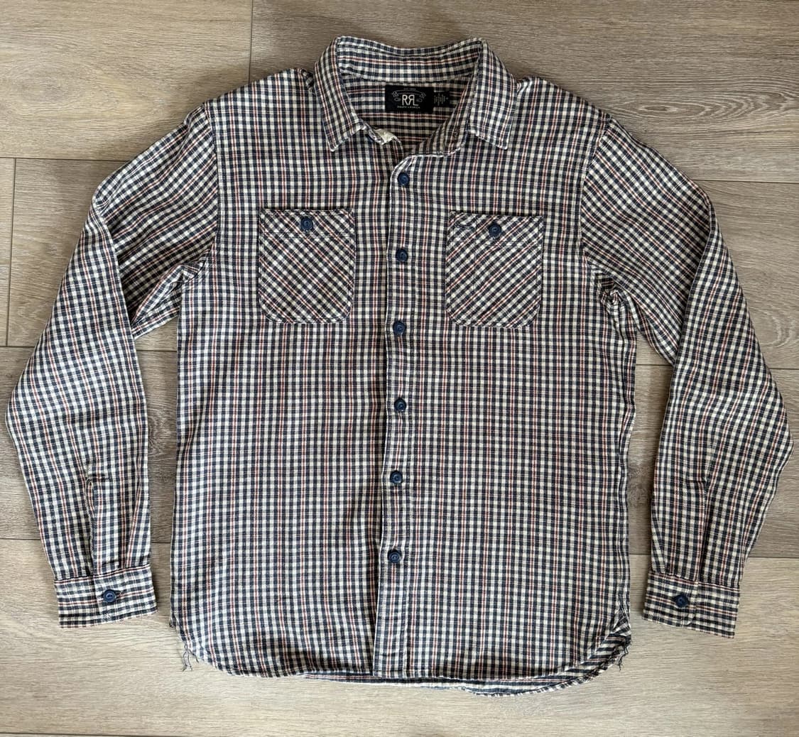 RRL 더블알엘 파렐 체크 코튼 셔츠 네이비/레드 멀티 상품이미지1