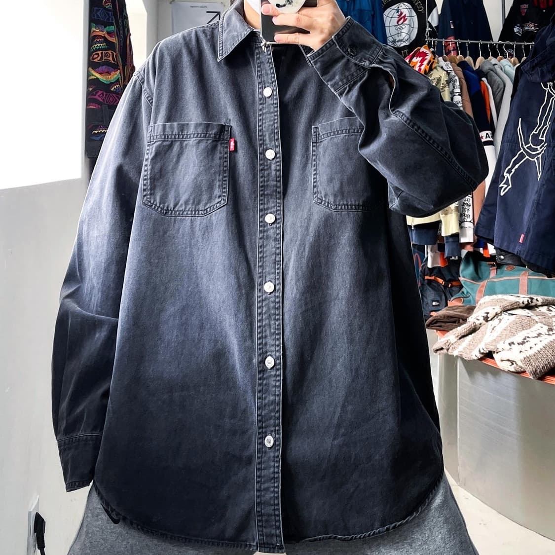 리바이스 워시드 데님 코튼 투 포켓 워크 셔츠 상품이미지1