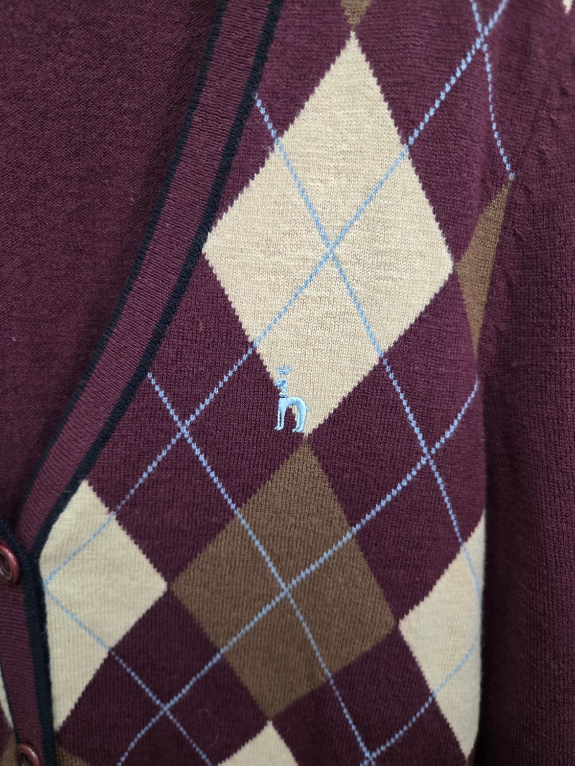 95,M )) HAZZYS 헤지스 아가일 가디건! 모 원단~ 상품이미지2