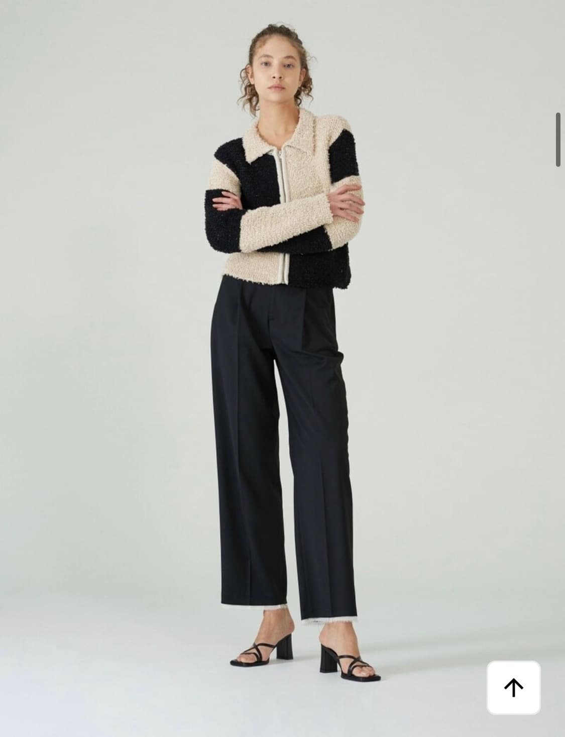 다이애그널 컬러 블록 집업 가디건 상품이미지4