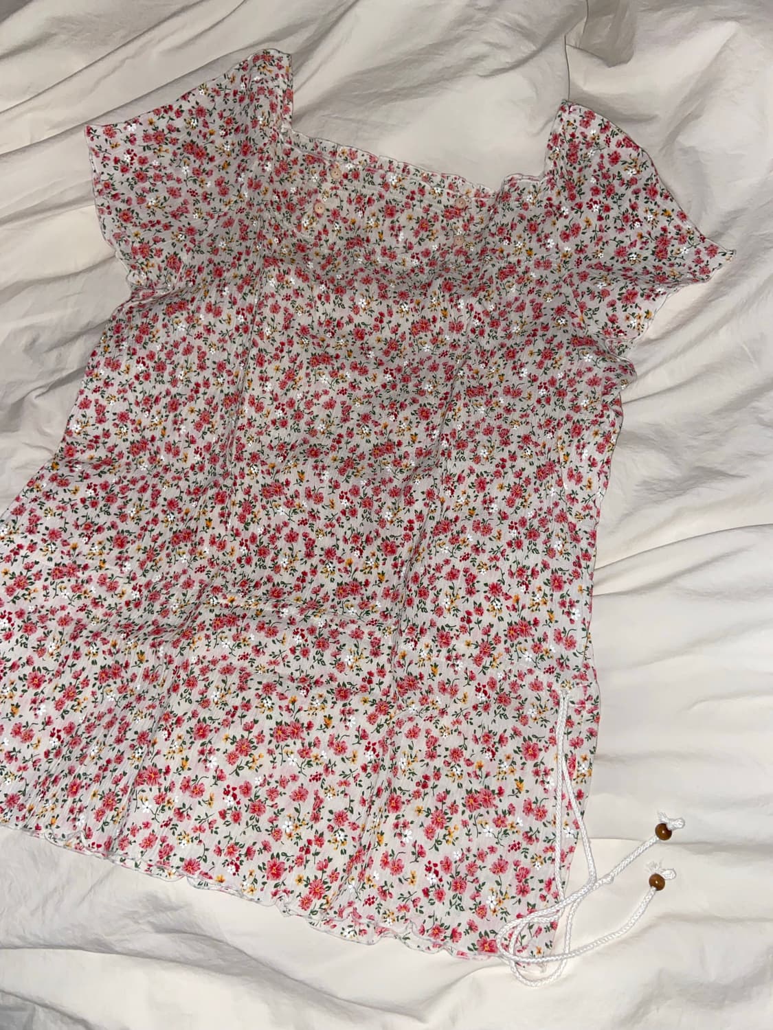 핑크 꽃 스퀘어넥 블라우스 상품이미지2