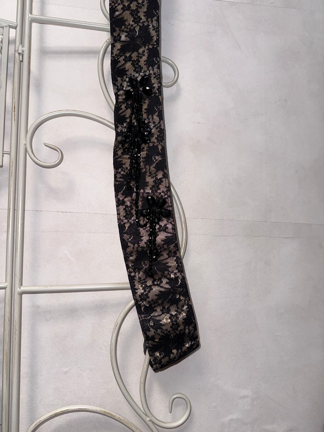 Black floral lace beads detail buckle 벨트 상품이미지7