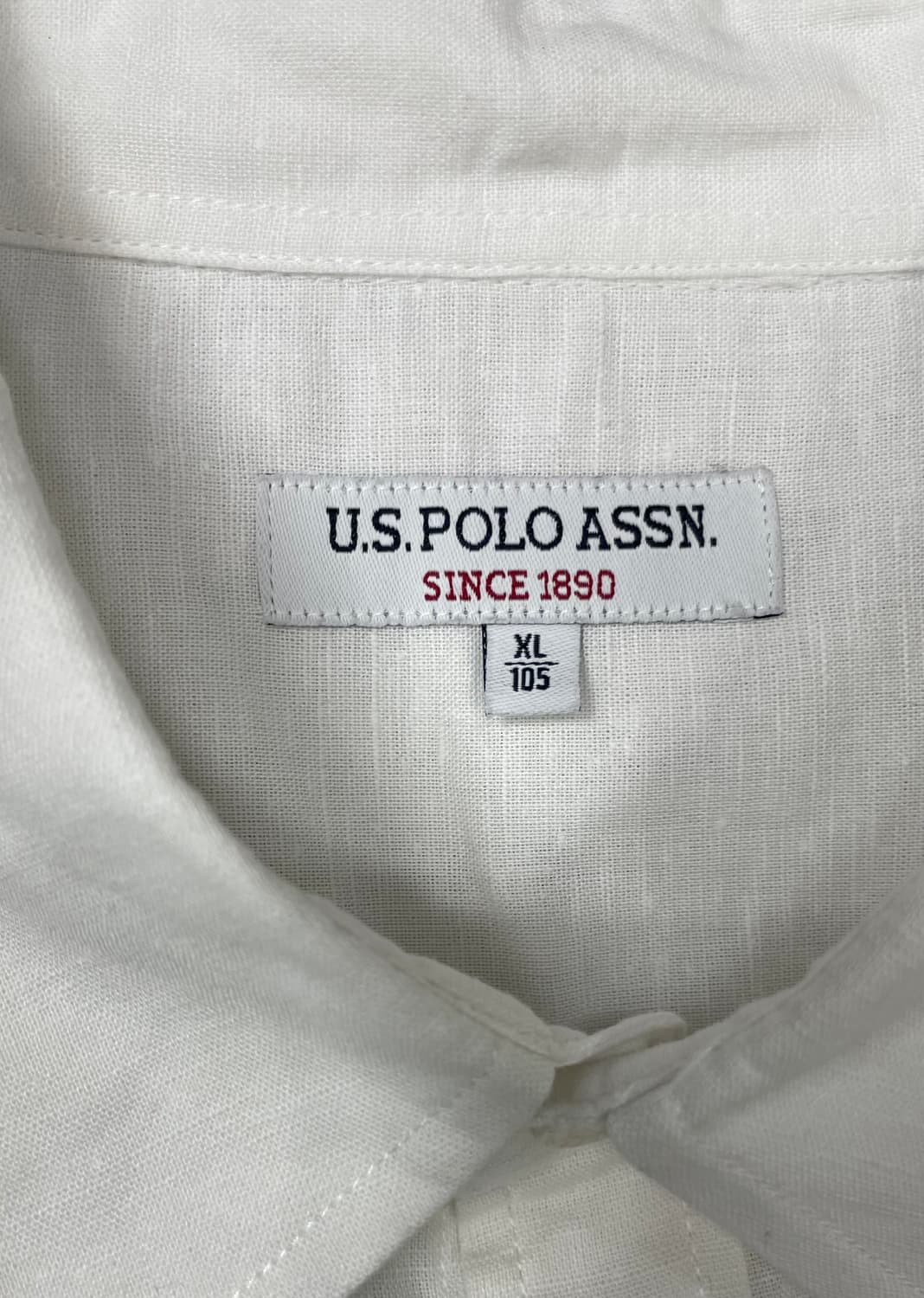 U.S. POLO ASSN. 화이트 린넨 혼방 반팔 셔츠 105 상품이미지3