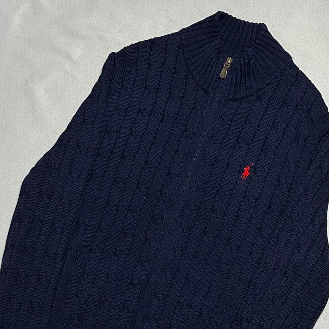 M 폴로랄프로렌 코튼 네이비 케이블 니트집업 상품이미지1
