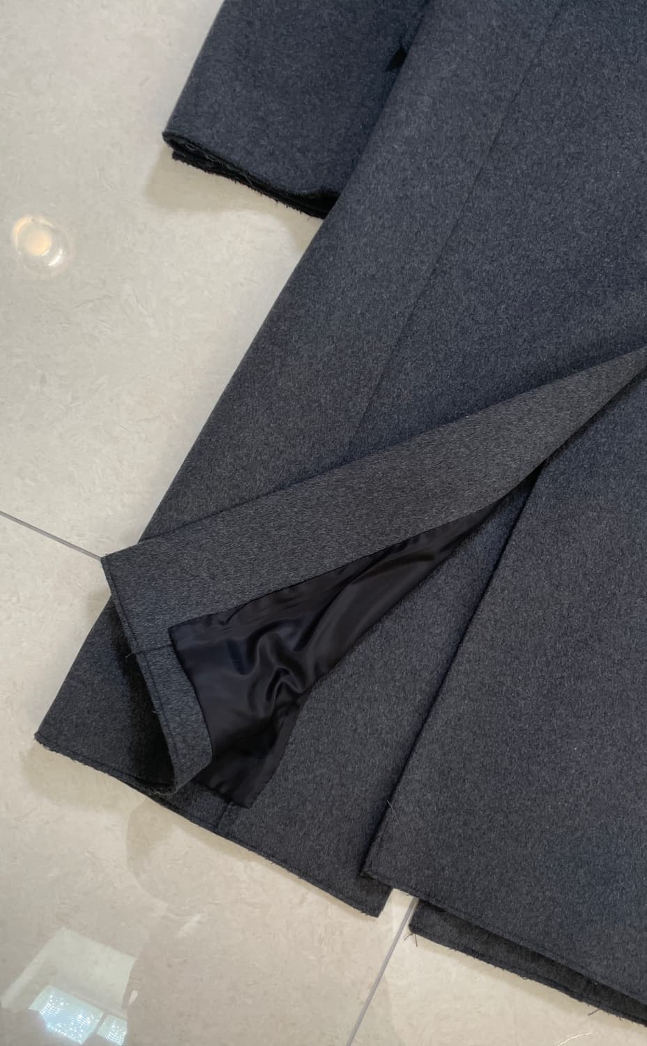 [S] 토니웩 크루도 캐시미어 커팅 코트 다크그레이 차콜 상품이미지6