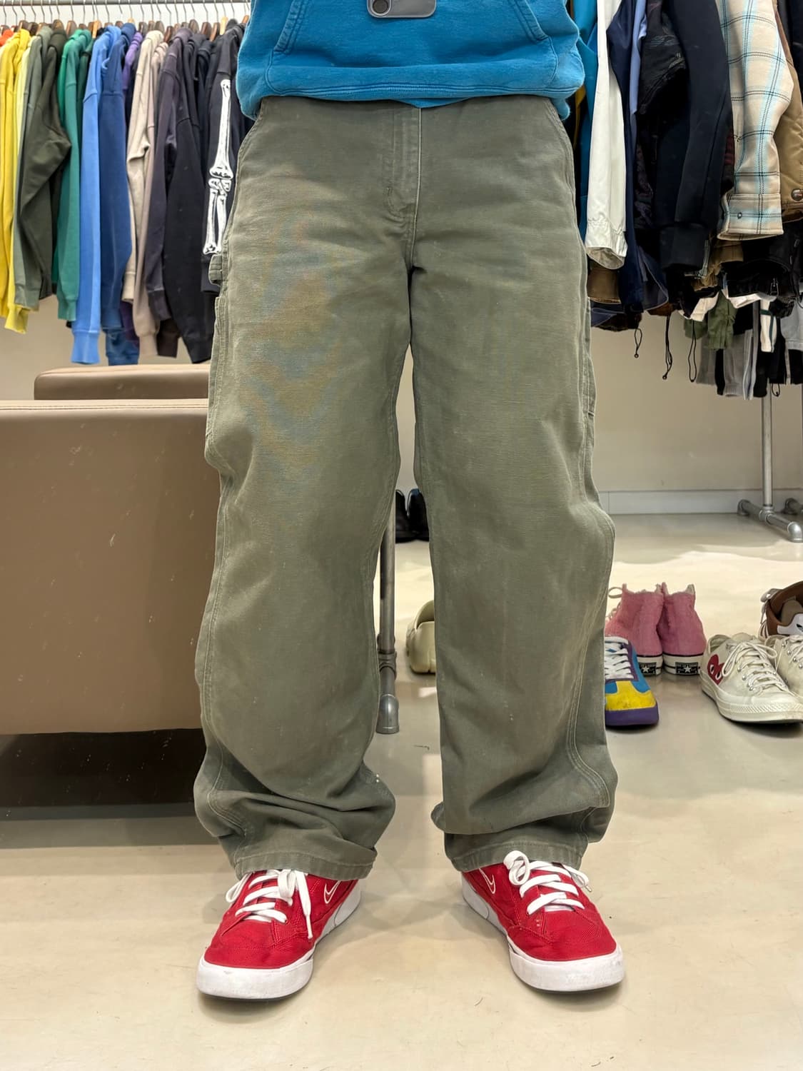 칼하트 B11 모스그린 싱글니 카펜터 팬츠 상품이미지8